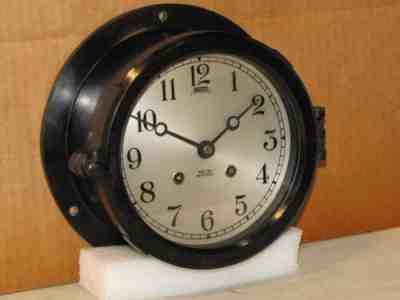 CHELSEA U.S.NAVY SHIPS BELL CLOCK 6 DIAL 1945 WW2 HINGED BEZEL~RESTORED