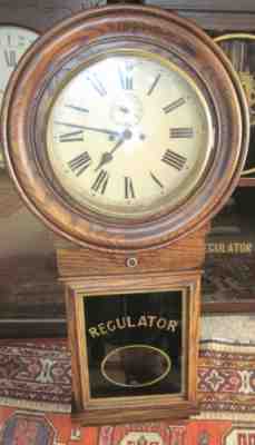 VINTAGE 1906 WATERBURY #20 WEIGHT DRIVEN WALL REGULATOR CLOCK
