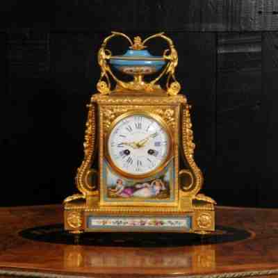 Fine and Early Sevres Porcelain and Ormolu Antique French Clock - Raingo Freres