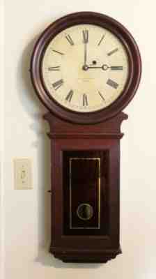 Beautiful Boston Clock Company Weight Regulator Clock, Cherry Case, Round Top