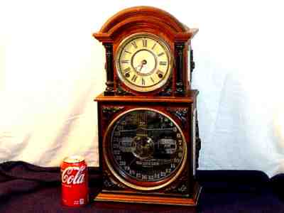 ANTIQUE PAT. 1865 '66 ITHACA CALENDAR CLOCK CO. MANTLE SHELF TABLE CLOCK