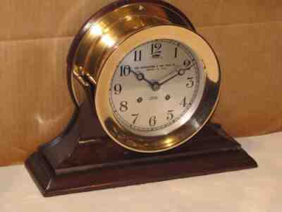 CHELSEA ANTIQUE SHIPS BELL CLOCK 6 DIAL 1942 WW2 RESTORED