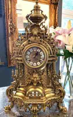 Fabulous Solid Brass Baroque Twin Train Mantel Clock by Franz Hermle & Son