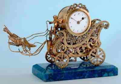 UNUSUAL SILVER GILT DESK CLOCK