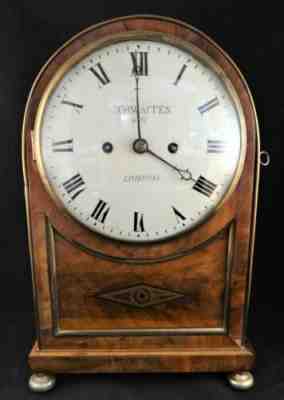 Antique Georgian Mahogany Arched Bracket Clock -Mantel Clock - Thwaites, London
