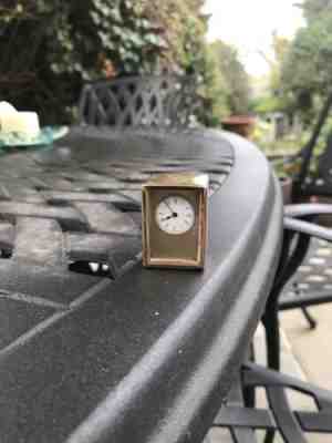 Antique Asprey 9ct 9k Gold Miniature Carriage Traveling Clock By ASPREY London