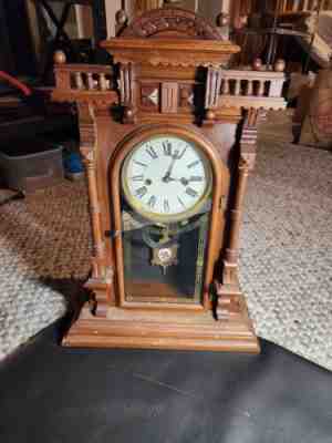 Antique 1883 - 1893 E.N. Welch Sprang & Co. "Nilsson" 8 Day T & S Mantle Clock