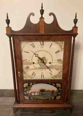 Antique Seth Thomas Off Center Pillar and Scroll Clock, Time/Bell Strike