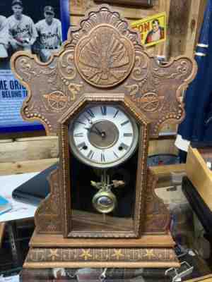 Ingraham Rare Eagle Cannons Guns Gingerbread Clock 1868 Civil War