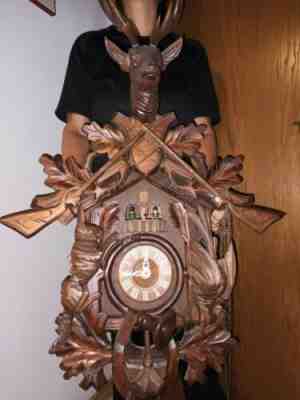 xxl vintage Cuckoo Clocks original germany 8 day Black Forest play 2 melodie