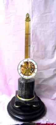 24K Gold Plated Upside Down Pinwheel Escapement Mystery Clock--Signed Huguenin