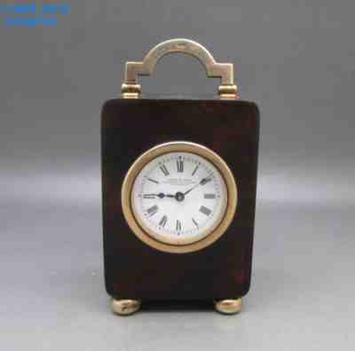 EDWARDIAN LUXURY SOLID 9CT GOLD & FAUX TORTOISESHELL MANTEL CLOCK 10CM HIGH 1906