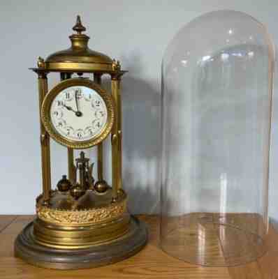 LARGE ANTIQUE GERMAN BANDSTAND 400 DAY TORSION ANNIVERSARY CLOCK