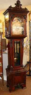 Gorgeous Winterhalder & Hofmeier Tiger Oak Figural Tall Case Grandfather Clock