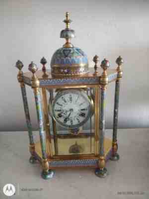 VINTAGE CLOISONNE /BRONZE MANTEL /TABLE /CABINET CLOCK