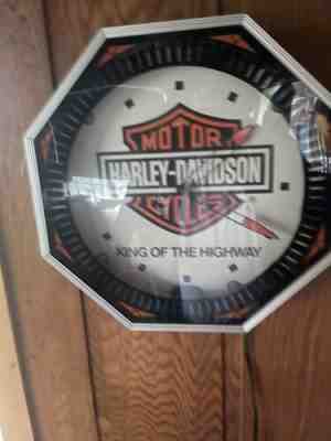 1986 Harley Davidson King of The Highway Neon Rotating Octagon Clock #99370-89VC