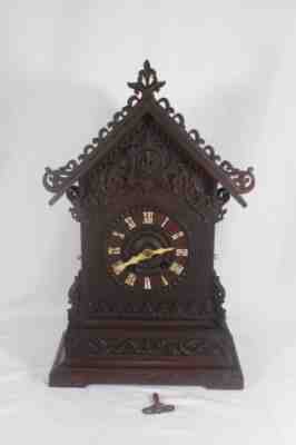 Large Working Gothic Style Mantel Cuckoo Clock By Alexander Fleig.
