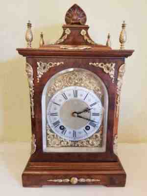 Antique Lenzkirch German Walnut Bracket / Mantel Clock Ting Tang Chimes