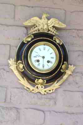 Antique Brass Empire France eagle wall clock