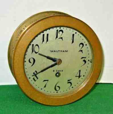RARE NAVY WWII ARTIFACT SHIPS CLOCK U.S.S. ASTORIA CA-34 WORKING 1939 WALTHAM