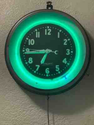 Antique GLO-DIAL Neon Wall Clock For Sale
