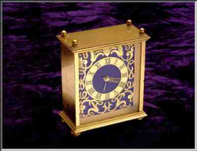 Gorgeous Vtg HOUR LAVIGNE For Saks 5th Ave Bronze w/ Blue 8 Day Alarm Desk Clock