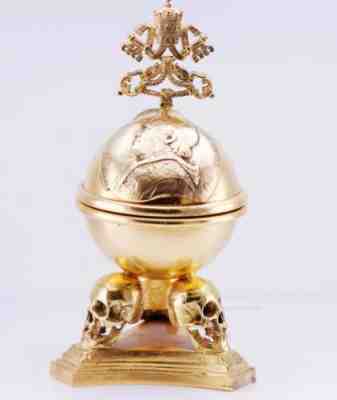 Antique Gilt Bronze Verge Fusee Skulls Clock for Vatican City-Pope Pius IX c1840