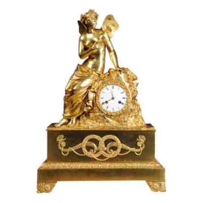 EARLY FINE BRONZE DORE ORMOLU ANTIQUE FRENCH CLOCK PSYCHE and the BUTTERFLY 1820