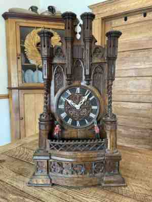 Rare Documented Black Forest Double Soldier Gothic Shelf Cuckoo Clock Automata