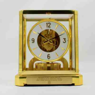 VINTAGE BRASS JAEGER LECOULTRE ATMOS DESK CLOCK PERPETUAL MOTION AIR POWER 2006