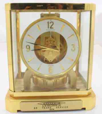 VINTAGE BRASS JAEGER LECOULTRE ATMOS DESK CLOCK PERPETUAL MOTION AIR POWER 2007
