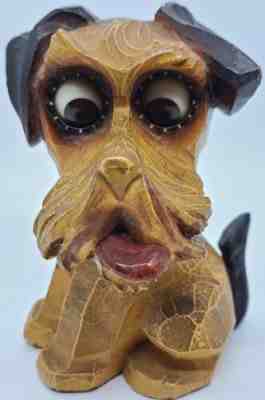 Vintage Working 1950s OSWALD Germany Figural Schnauzer Dog ' Rolling Eyes' Clock