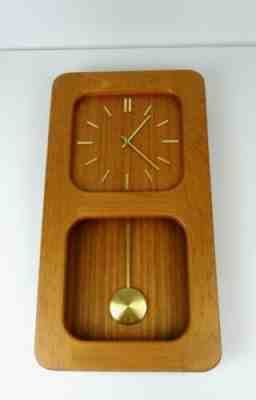 DANISH MODERN MID CENTURY 60S TEAK VINTAGE GRANDFATHER WALL CLOCK BY DANCLOCK