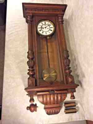 Antique Gustav Becker Vienna Regulator Wall Clock 2 Weights Runs Strikes 1924