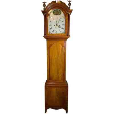 Antique English Georgian James Earnshaw Mahogany Tall Case Clock c. 1820