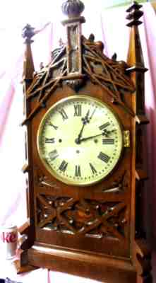 HUGE 35 Inch 1890 Gothic Triple Fusee Bracket Clock With Nest Of 8 Bells & Gong
