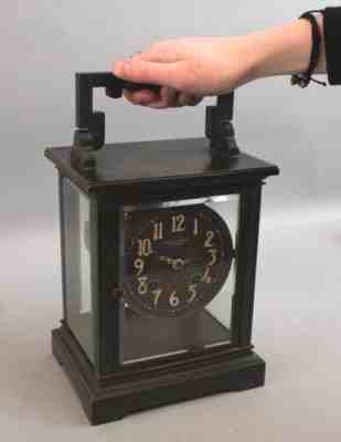 RARE Large Antique Bronze Chelsea Carriage Clock Crystal Regulator Clock, NR