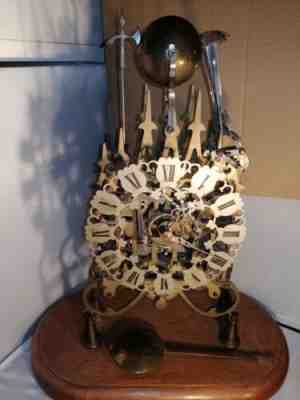 Vintage, Large & Impressive, Triple Fusee, 8 Bells Skeleton Clock. Restoration