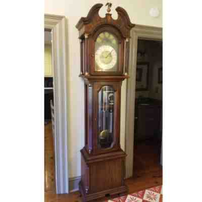 Limited Edition 1978 Ridgeway Grandfather Clock Inlaid Mahogany Date Month Moon