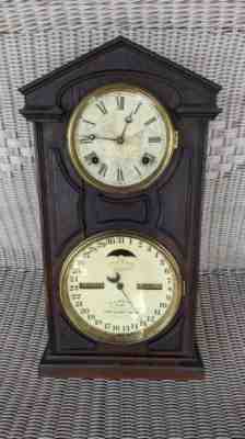 ANTIQUE 1866 ITHACA CLOCK CO. HORTON DOUBLE DIAL PERPETUAL CALENDAR CLOCK