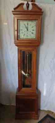 Elmer O. Stennes Dwarf Grandmother Clock - Mahogany Case - Hand-Painted Dial