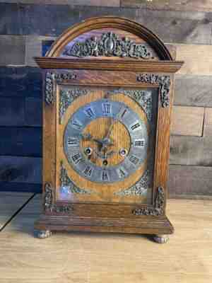 ANTIQUE 1891 NEW HAVEN BELL BRACKET CLOCK #3 WITH SILENT CHIME HAS KEY WORKING