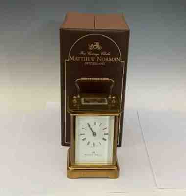 Matthew Norman 1754 CC Carriage Clock 11 Jewels Original Box w Paperwork