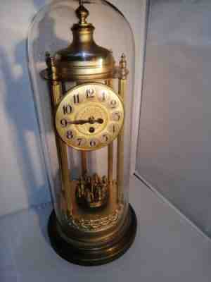 Franz Vosseler, 30 Day, Bandstand /Anniversary Clock, Glass Dome. Disc Pendulum