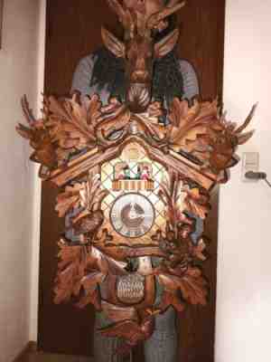 xl vintage Cuckoo Clocks 90 cm musical 2 melodie original with 3 deer 8 day