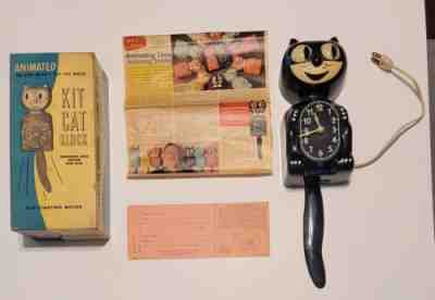 EARLY 50's KIT CAT KLOCK-KAT - ORIGINAL BLACK ALLIED ELECTRIC VINTAGE WORKS 