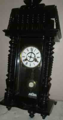 Schlenker & Kienzle Antique German Wall Clock Pendulum Ornate Case Spindles!!!