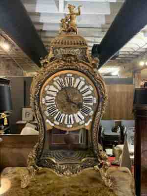Antique palace size French Boulle mantle clock, circa 1770-90