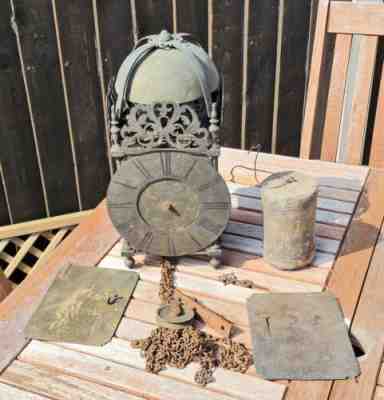 Antique Large 13' High Brass Lantern Clock Ednr Moore Oxon Restoration Project