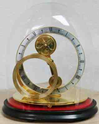 Rare Vintage English Mystery Circulator Revolving Weight Clock Under Glass Dome